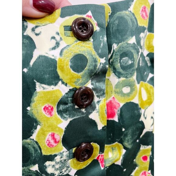 Milly of New York Sleeveless Fit & Flare Dress Bold Green & Yellow Print - Picture 4 of 14